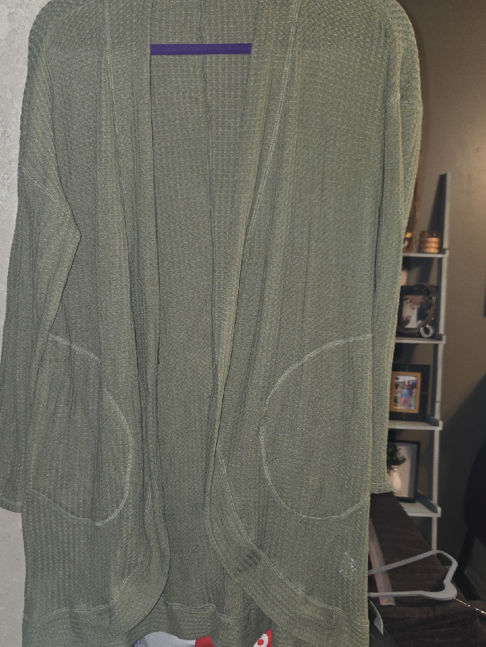 Kori Olive Green Knit Open-Front Cardigan